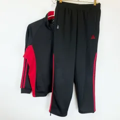 [上下セット] アディダス ジャージ ジャケット パンツ トラックジャケット 160 ブラック レッド ADIDAS スポーツ サッカー ウェア