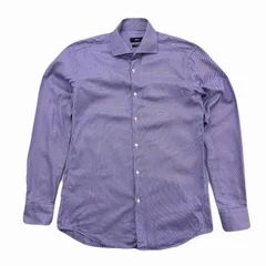 ヒューゴボス ドレスシャツ メンズ サイズ40 M~L相当 パープル 長袖 ワイシャツ 紫 紳士 ホリゾンタルカラー スリムフィット