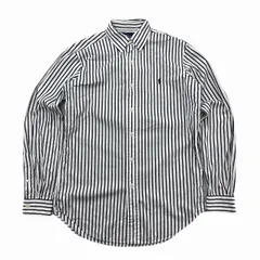 ラルフローレン 長袖シャツ メンズ Sサイズ ストライプ ネイビー ホワイト クラシックフィット 定番 紳士