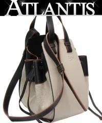 ロエベ LOEWE ハンモック スモール 2WAY ハンドバッグ ショルダーバッグ キャンバス×レザー ベージュ×黒 【73243】