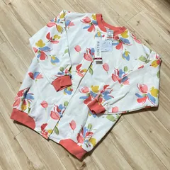 【新品未使用】【タグ付き】WING PRIVE ウィングプリヴェ スウェット フロントボタン 花柄 トレーナー アウター スナップボタン レディース Lサイズ W