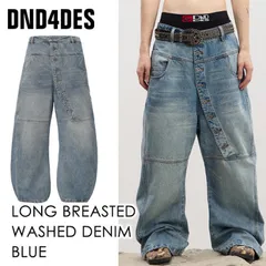 【Y2Kファッション】【オピウムファッション】中国新進気鋭ブランド【DND4DES】 LONG BREASTED WASHED DENIM 【バギーデニムパンツ】【M】