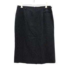 【美品】MAGARET HOWELL ストライプウールタイトスカート チャコールグレー系 サイズⅢ ウール100％【ZK71】