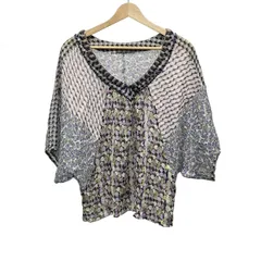 GRACE CONTINENTAL(グレースコンチネンタル) 半袖カットソー サイズ36 S レディース美品  - ライトグレー×パープル×マルチ