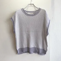 美品✨ シューラルー SHOO LA RUE サマー ニット ベスト 透かし編み メッシュ 編み込み レイヤード 重ね着 大きめ ゆったり 体型カバー ノースリーブ 大人 カジュアル きれいめ ホワイト 白 紫 パープル グレージュ くすみカラー