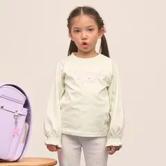 【速乾・UV・型崩れしない】【ムテキT】ロゴ刺しゅうシャーリングスリーブトップス Lycee mine 3061202 イエローグリーン