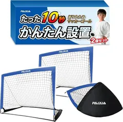 RILIXIA サッカーコーチ監修 折りたたみサッカーゴール 2個セット 94cmx127cm 子供向け 収納バッグ付き (ブルー)