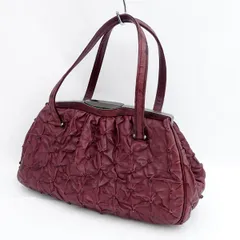◆ハンドバッグ/オーストリッチ/ワインレッド/小銭入れ付き  レディースファッション