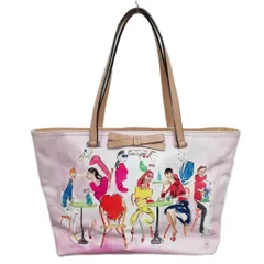 ケイトスペード KATE SPADE NEW YORK Ooh La La Francis Bruno Cafe プリント リボン トートバッグ PVC レザー ピンク系 マルチ