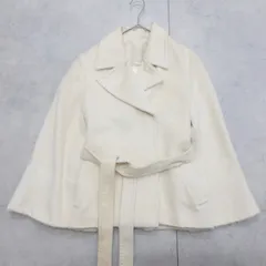 ◎UNITED ARROWS　ユナイテッドアローズ　ショートコート　シャギー　ベルト　アルパカ　ウール　レーヨン　ホワイト　レディース　36　b00189のサムネイル