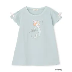 【Disney】【速乾・UV・型崩れしない】スカラップスリーブアソート転写プリントTシャツ　Lycee mine　3061270　ミント　アリエル　プリンセス