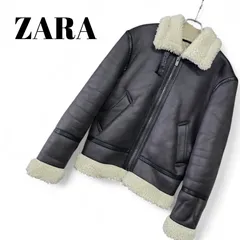 ZARA ザラ メンズ Sサイズ ムートン風 フライトジャケット ボア B-3 ダークブラウン 焦茶 合成皮革 ポリウレタン コーティング ポリエステル100% 裏ボア 暖か 上質素材 アウター ブルゾン エレガント カジュアル 163KJ