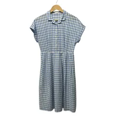 マッキントッシュフィロソフィー ワンピース サイズ38 L レディース美品  - ライトブルー×白 開襟/半袖/ロング/チェック柄
