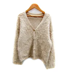 セポ CEPO ニットカーディガン ミドル丈 Vネック 無地 M アイボリー /SY1