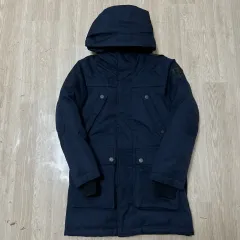 ノビス キッズ ワッペン フード ダウンジャケット ロング丈 L 9-10