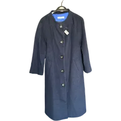  マチコジョイントロンドン   machiko jintoマチコジント ロングコート   ノーカラーコート ブラック 黒 レディース Mサイズ ネイビー 濃紺【ZK90】