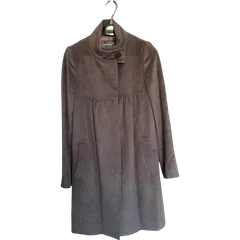  INDIVI インディビ ミディアムコート ロングコート ショートコート アンゴラ ハイネック チャコールグレー 38 レディース【ZK90】