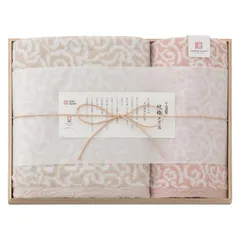 【ギフト】[タオル類]今治謹製 紋織タオル バスタオル&フェイスタオル(木箱入) ピンク