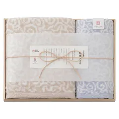 【ギフト】[タオル類]今治謹製 紋織タオル バスタオル&フェイスタオル(木箱入) ブルー