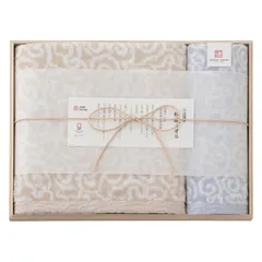 【ギフト】[タオル類]今治謹製 紋織タオル バスタオル&ウォッシュタオル(木箱入) ブルー