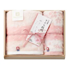 【ギフト】[タオル類]今治謹製 さくら紋織 桜染めフェイスタオル&ウォッシュタオル(木箱入)