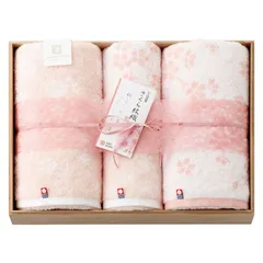 【ギフト】[タオル類]今治謹製 さくら紋織 桜染めバスタオル2P&フェイスタオル2P(木箱入)
