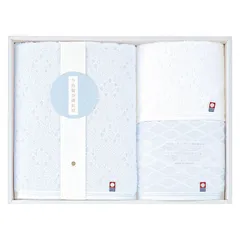 【ギフト】[タオル類]今治輪奈織紋様 あられ&つなぎ バスタオル&ウォッシュタオル2P