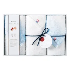 【ギフト】[タオル類]わたいろ nishikawa今治タオル フェイスタオル3P ブルー