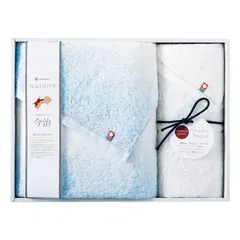 【ギフト】[タオル類]わたいろ nishikawa今治タオル バスタオル&フェイスタオル ブルー