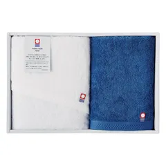 【ギフト】[タオル類]今治 ピュアカラー 甘撚りフェイスタオル&ハンドタオル ダークブルー