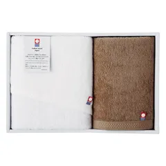 【ギフト】[タオル類]今治 ピュアカラー 甘撚りフェイスタオル&ハンドタオル ブラウン