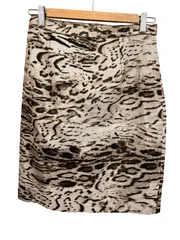 LANVIN  ランバン　ヒョウ柄　タイトスカート　シルク入り　ベージュ　レディース　サイズ42 美品【ZK86】