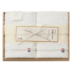 【ギフト】[タオル類]今治謹製 白織タオル フェイスタオル2P(木箱入)