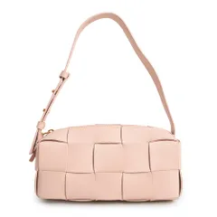 ボッテガヴェネタ 729166 マキシ イントレチャート ラムスキン ピンク スモール ブリック カセット ショルダーバッグ レザー ゴールド金具 BOTTEGA VENETA（未使用　展示品）