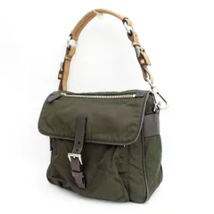 PRADA / プラダ ■セミショルダーバッグ ハンドバッグ ナイロンレザー カーキ 茶 BR2156 【バッグ/バック/BAG/鞄/カバン】 ブランド【中古】 