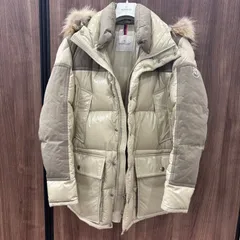 ★【美品】MONCLER モンクレール ダウンジャケット FREY ダウン ファー フード付き ホワイトベージュ サイズ1
