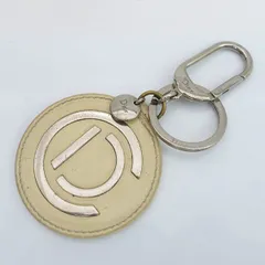 Christian Dior / クリスチャンディオール ■キーホルダー レザー メタル ベージュ　シルバー 【KEY/キー/鍵】 ブランド【中古】 