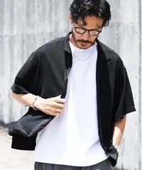 新品 未使用 JIGGYS SHOP(ジギーズショップ)HAORI シャツ 半袖 ノンボタン 羽織り専用 217928 ブラック