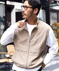 新品 未使用 JIGGYS SHOP(ジギーズショップ)ナイロンベスト シャカシャカ セットアップ可 218617 ベージュ/ターコイズ