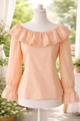 オフショルダー レース ブラウス アプリコット色 66サイズ 50