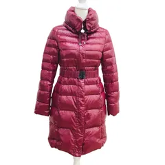 【美品】INDIVI ダウンコート ダークレッド系 光沢あり サイズ38 袖リブ【ZK72】