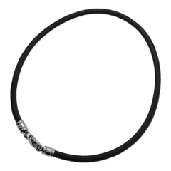 BVLGARI ブルガリ レザー チョーカー ネックレス ペンダント/合金/メッキ-12.4g/シルバー×ブラック/シンプル【A】【メンズ・レディース】★■603749【中古】