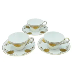 オールドノリタケ 金彩 コーヒーカップ&ソーサー (ミニプレート) 3客セット 1955年頃 月桂樹 N印 S2602-t001SG