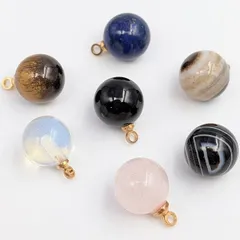 ビーズクラブ ペンダントトップ ラウンド 10mm 銀 アソート ミックス7個セット金具付 パワーストーン  天然石