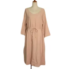 スタディオクリップ Studio Clip ワンピース プルオーバー Vネック ワイドスリーブ リネン L ピンク