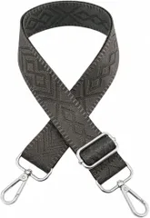 ａｄｚｕ ショルダーストラップ ジャガード織り 幅3.8cm 回転カラビナ ショルダーベルト バッグ用 長さ調整可 レディース 幾何柄 (ダークグレー)