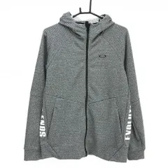 【超美品】オークリー ジップパーカー グレー×白 ロゴプリント メンズ L ゴルフウェア Oakley