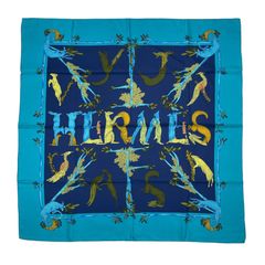 美品 HERMES 90s 動物 アルファベット カレ90 スカーフ エルメス