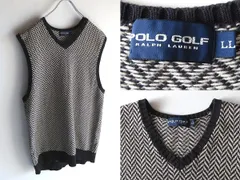希少 90s-00sビンテージ POLO GOLF RALPH LAUREN ポロゴルフ ラルフローレン コットンカシミヤ ヘリンボーン Vネック ニットベスト LL XL