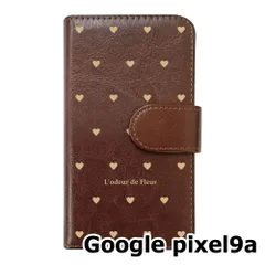 【新品未使用】 Google pixel9a 手帳型スマホ ケース ハート柄 (カバー色ブラウン×ベージュ柄) ドット シンプル おしゃれ カード収納 PUレザー flip2-pixel9a-br-20079